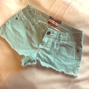 Green striped shorts